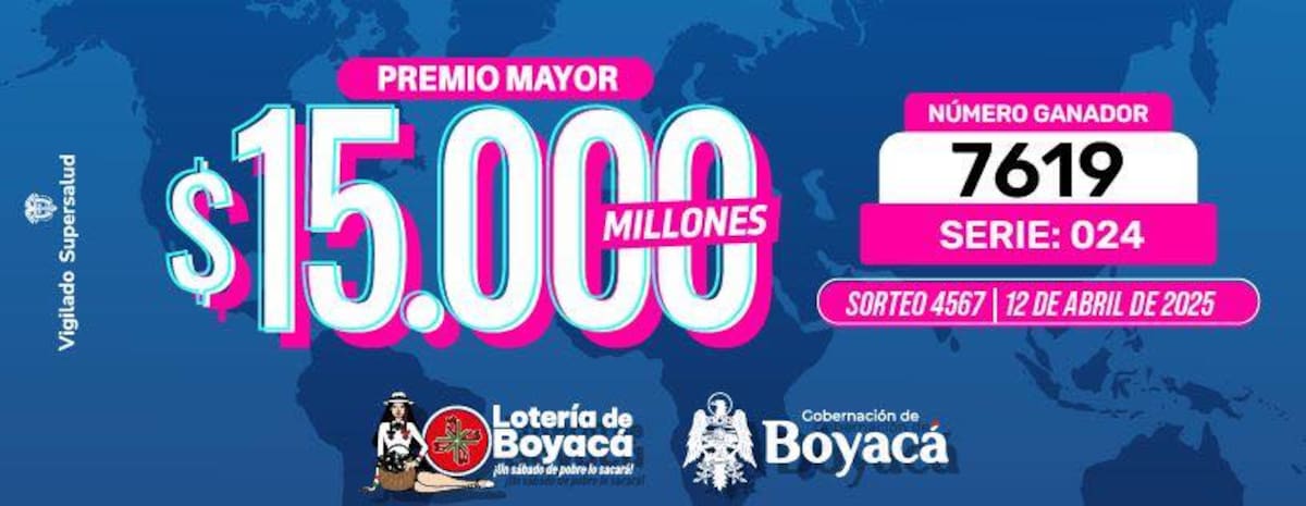 Lotería de Boyacá del sábado 12 de abril de 2025. // Foto: tomada de redes sociales