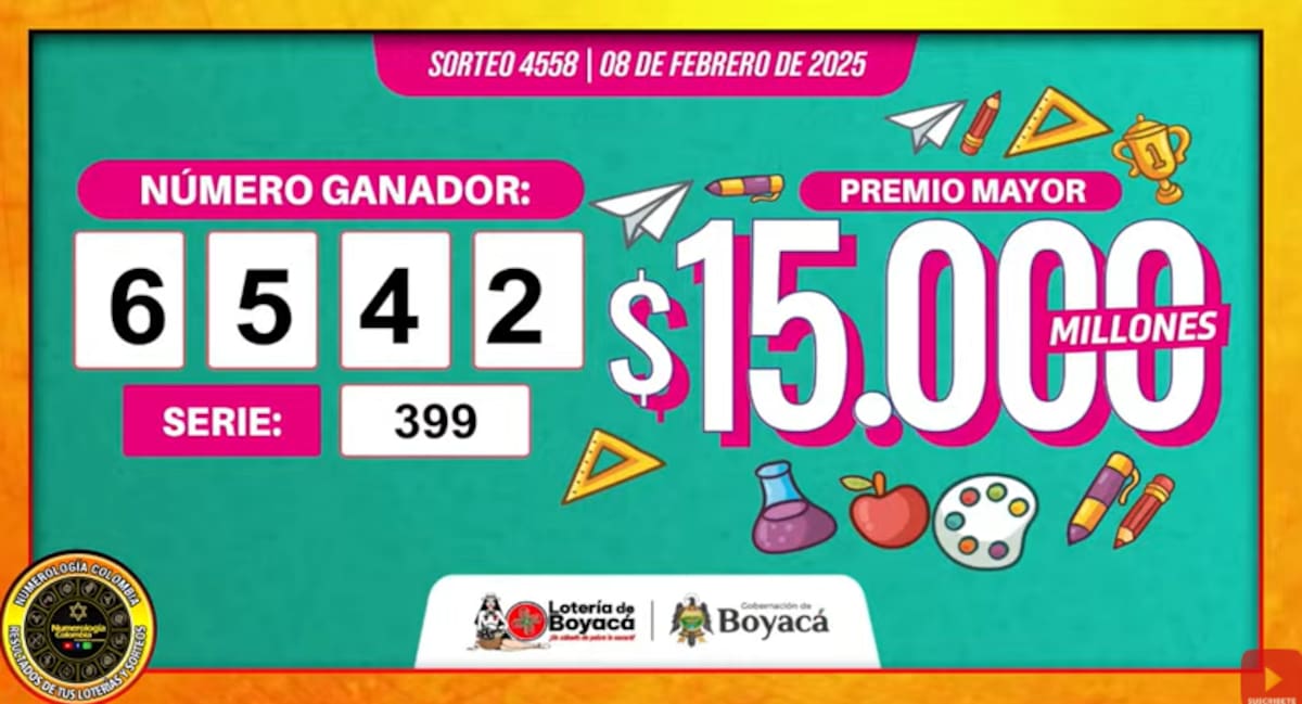 Lotería de Boyacá número 4558. // Foto: captura de pantalla