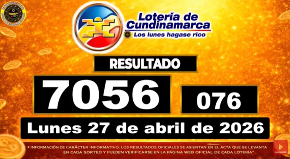 Lotería de Cundinamarca del 27 de abril de 2026. // Foto: captura de pantalla