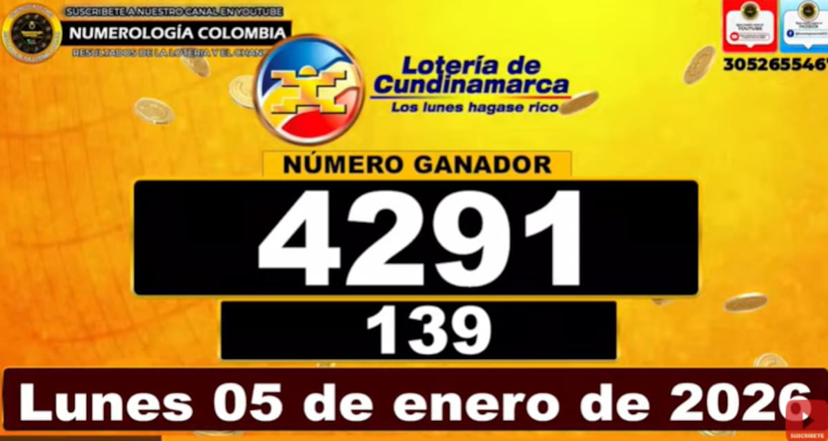 Lotería de Cundinamarca del 5 de enero de 2026. // Foto: captura de pantalla