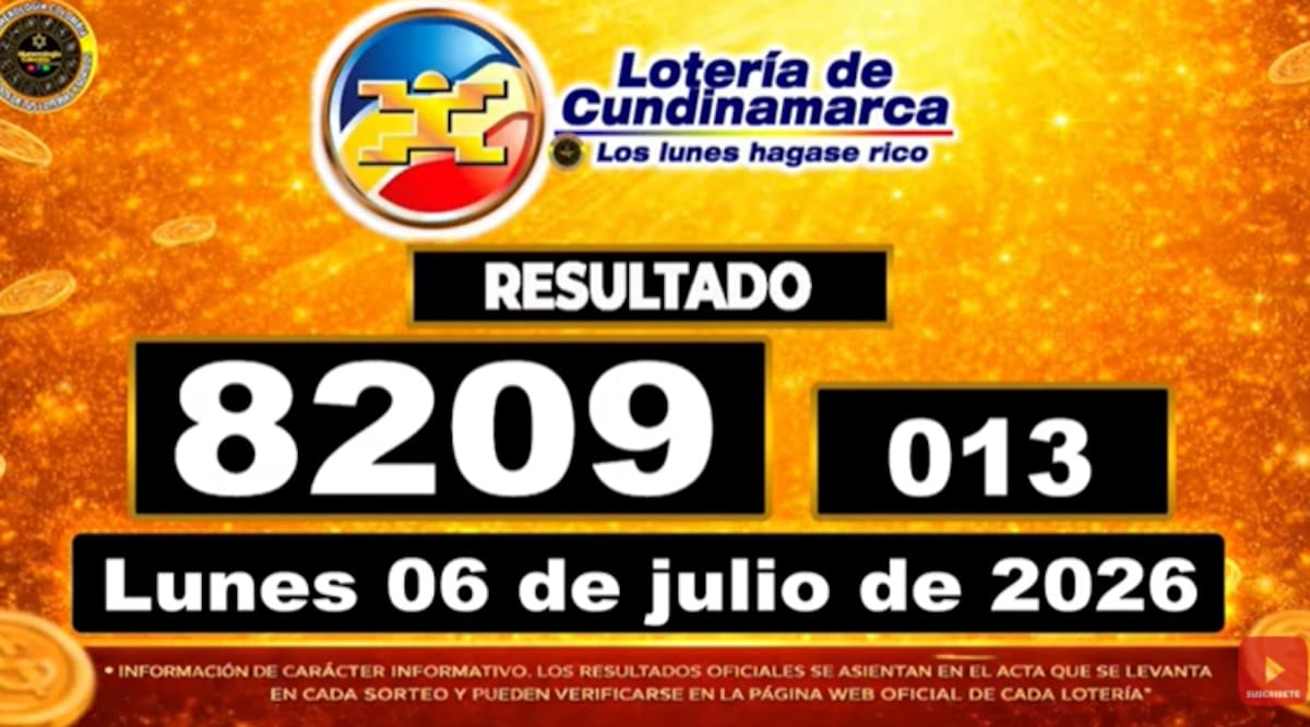 Lotería de Cundinamarca del 6 de julio de 2026. // Foto: captura de pantalla