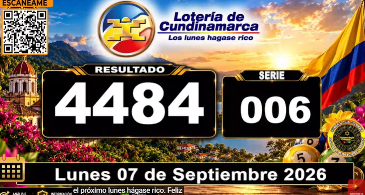 Lotería de Cundinamarca del 7 de septiembre de 2026. // Foto: Foto: captura de pantalla del canal de YouTube @NumerologíaColombia.