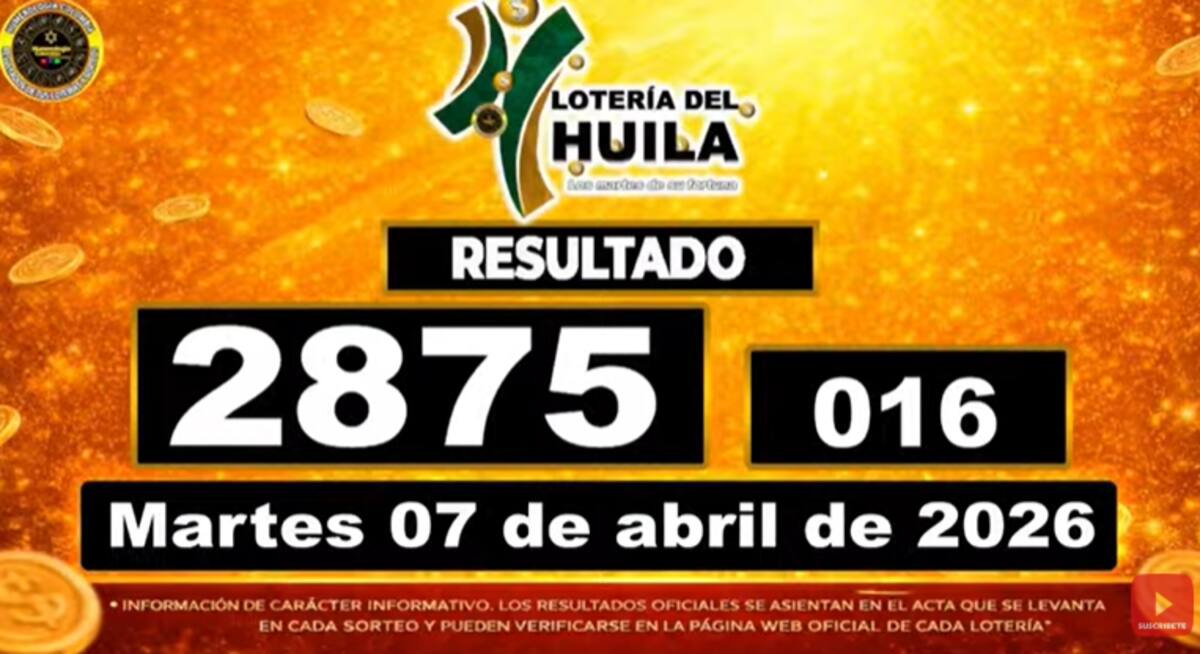 Lotería de Huila hoy. // Foto: captura de pantalla