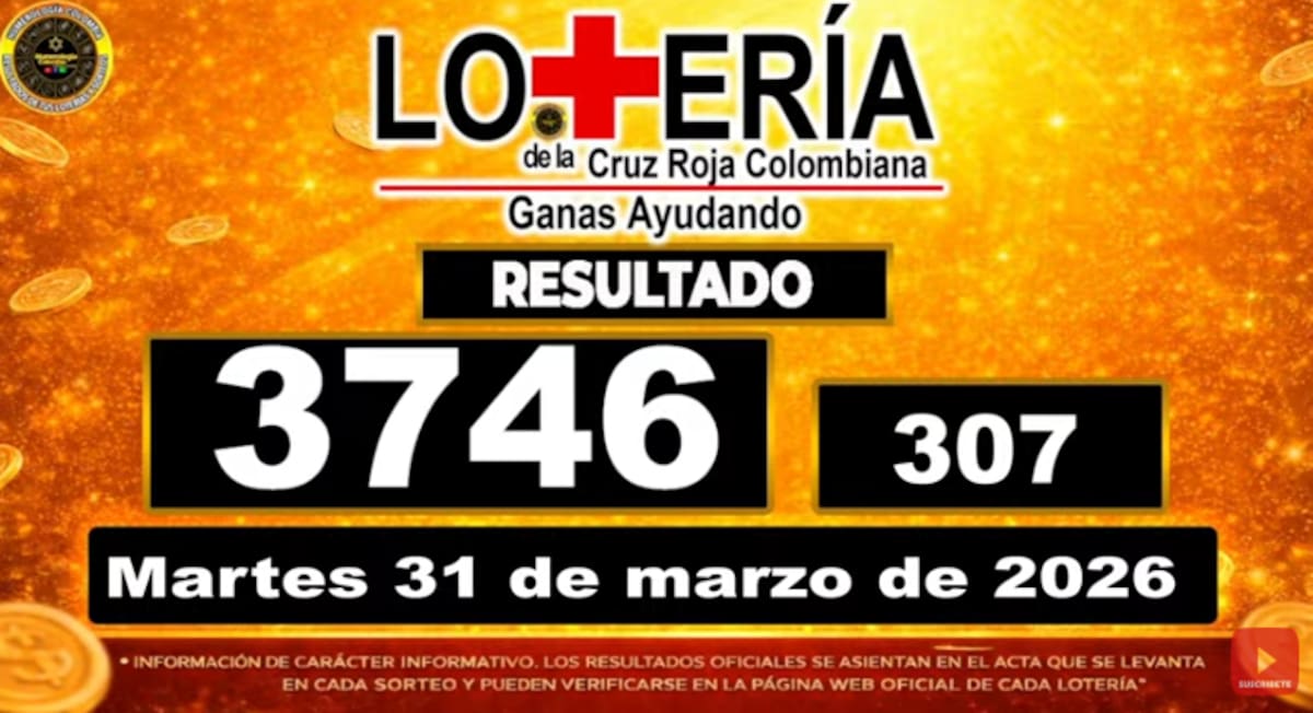 Lotería de la Cruz Roja del 31 de marzo de 2026. // Foto: captura de pantalla