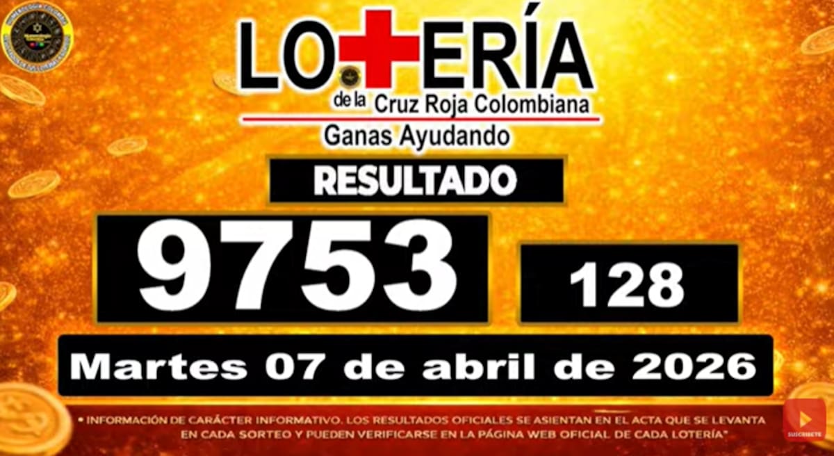 Lotería de la Cruz Roja del 7 de abril de 2026. // Foto: captura de pantalla