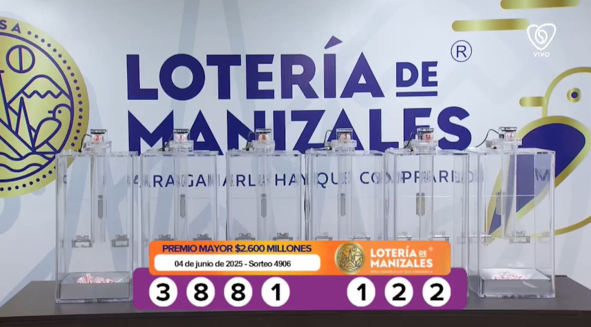 Resultados del sorteo de la Lotería de Manizales del 4 de junio de 2025.