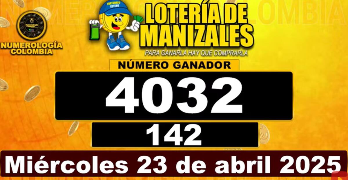 Lotería de Manizales del 23 de abril de 2025. // Foto: captura de pantalla