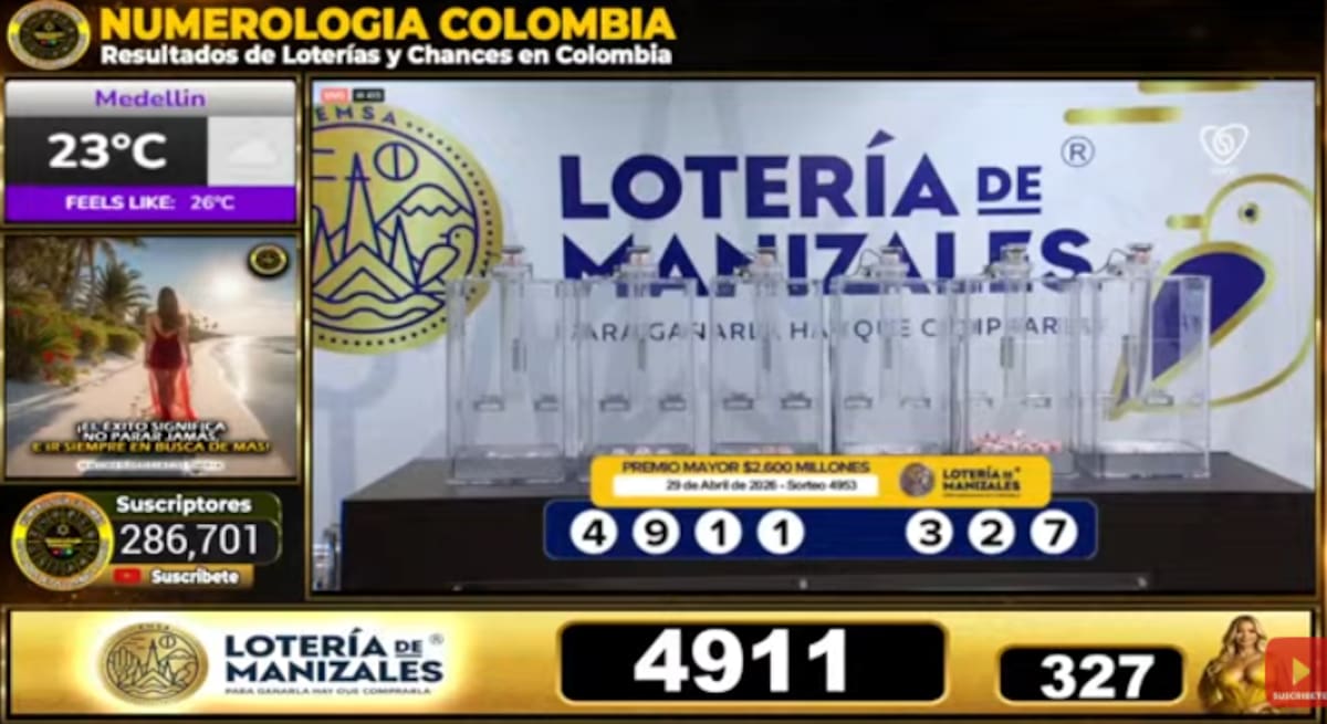 Lotería de Manizales del 29 de abril de 2026. // Foto: captura de pantalla