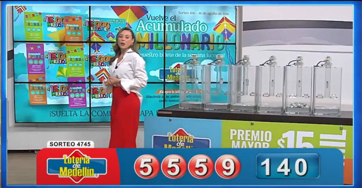 Sorteo 4744 Lotería de Medellín 23 de agosto de 2024