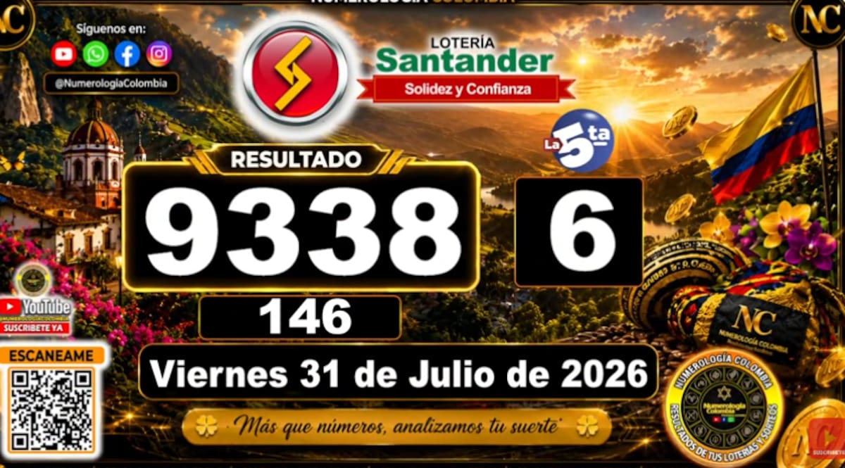 Lotería de Santander. // Foto: captura de pantalla del canal de YouTube @NumerologíaColombia.