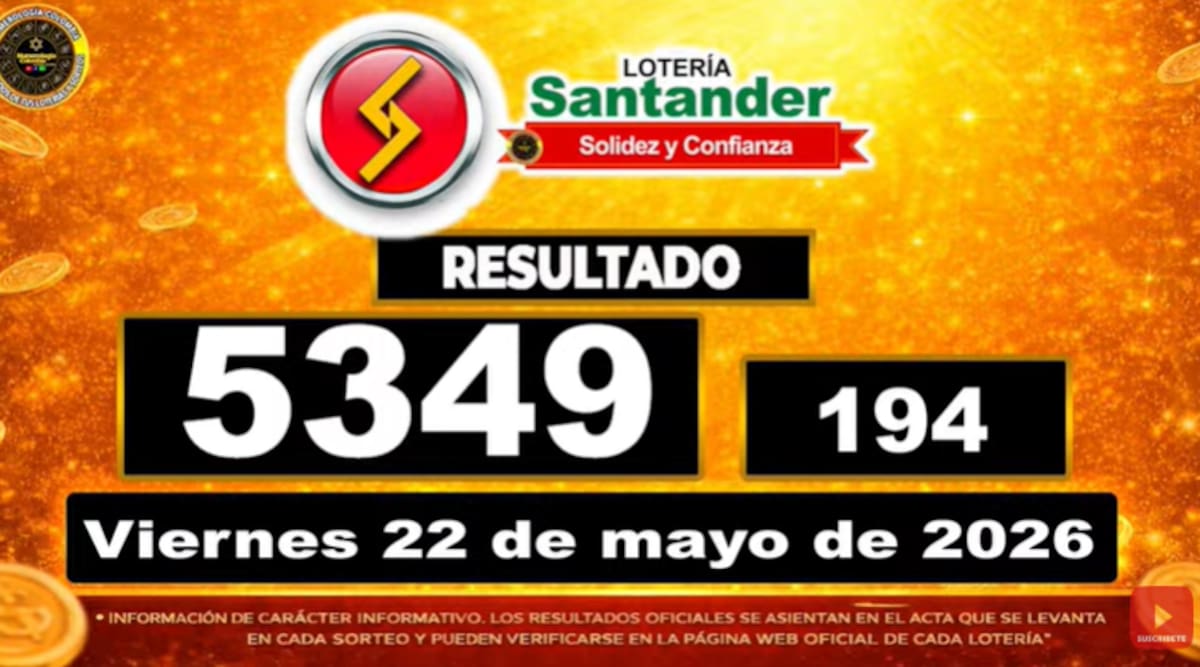 Lotería de Santander del 22 de mayo de 2026. // Foto: captura de pantalla