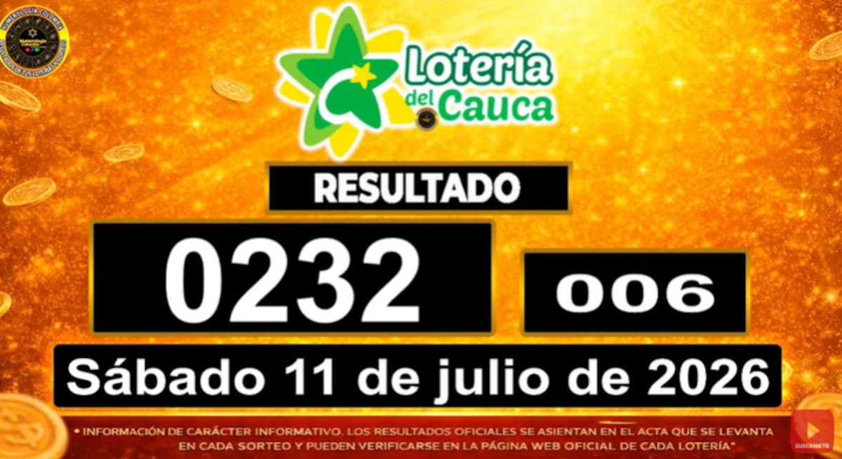 Lotería del Cauca del 11 de julio de 2026. // Foto: captura de pantalla