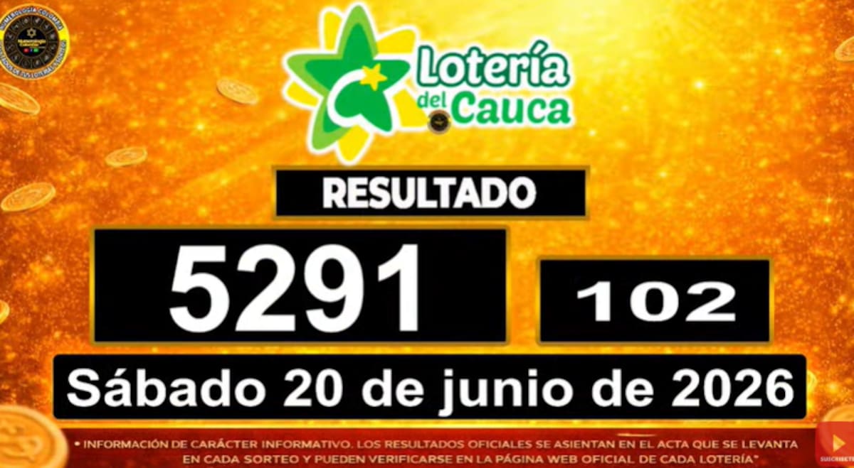 Lotería del Cauca del 20 de junio de 2026. // Foto: captura de pantalla