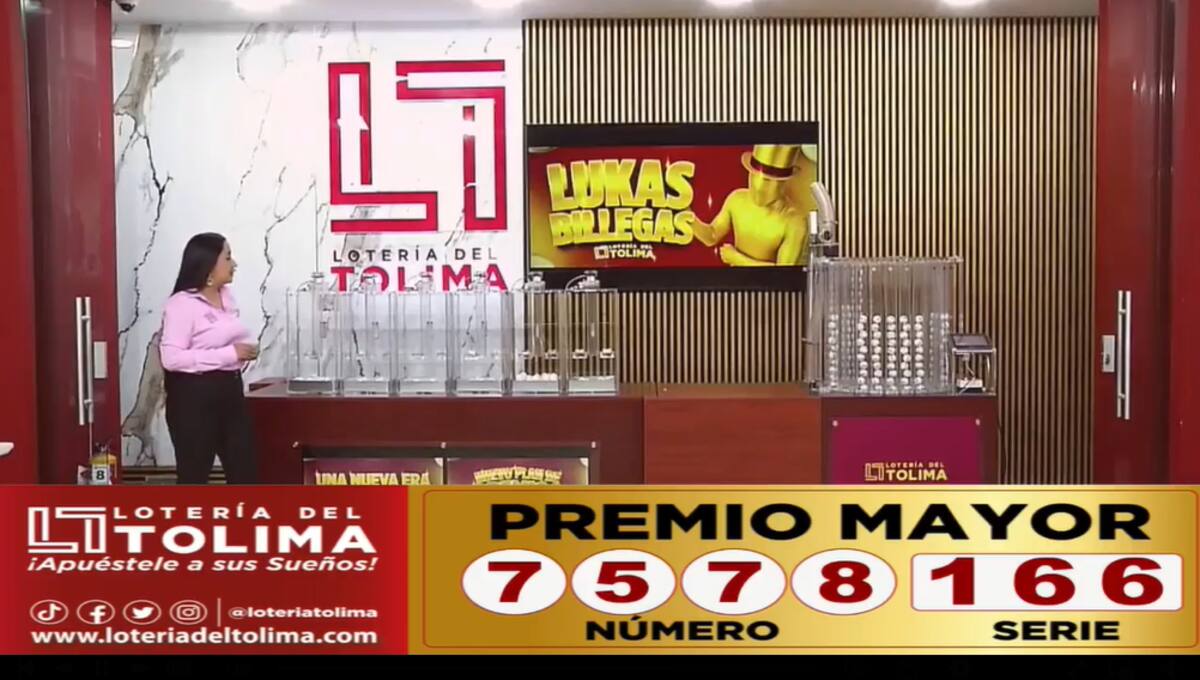 Resultados del sorteo de la Lotería del Tolima del 25 de agosto de 2025.