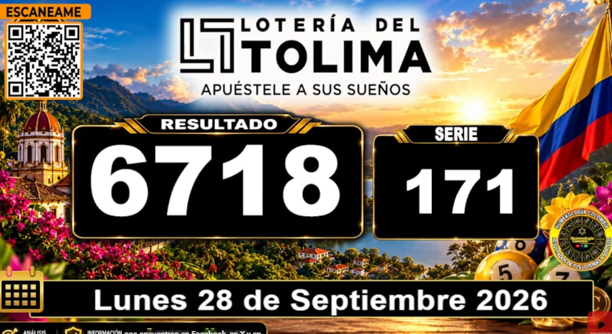 Lotería del Tolima del 28 de agosto de 2026. // Foto: captura de pantalla del canal de YouTube @NumerologíaColombia.