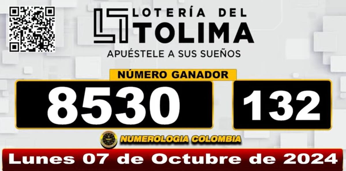 Lotería del Tolima resultados del lunes 7 de octubre de 2024. // Foto: captura de pantalla