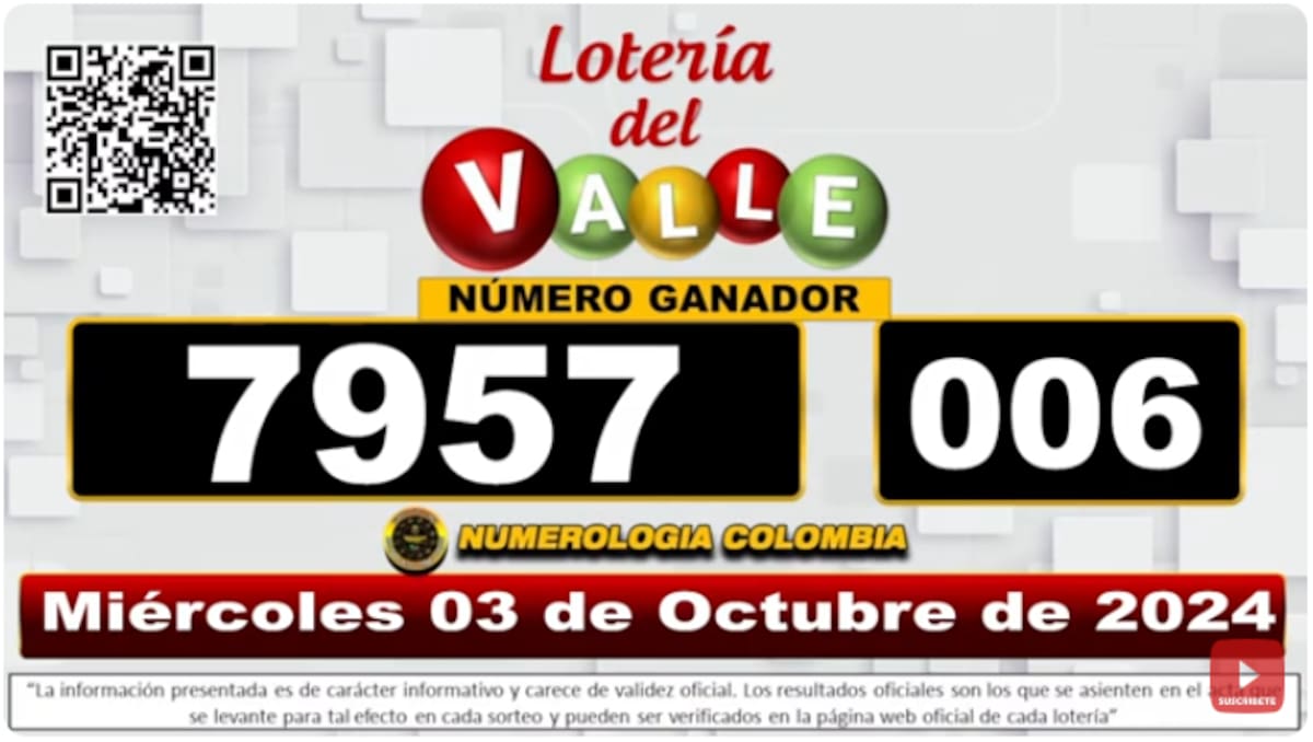 Resultados de la Lotería del Valle 2 de octubre de 2024.