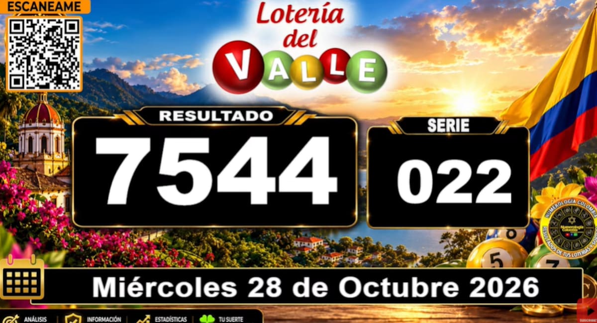 Lotería del Valle del 28 de octubre de 2026. // Foto: captura de pantalla del canal de YouTube @NumerologíaColombia.