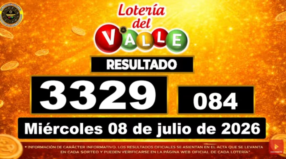 Lotería del Valle del 8 de julio de 2026. // Foto: captura de pantalla del canal de YouTube @NumerologíaColombia.