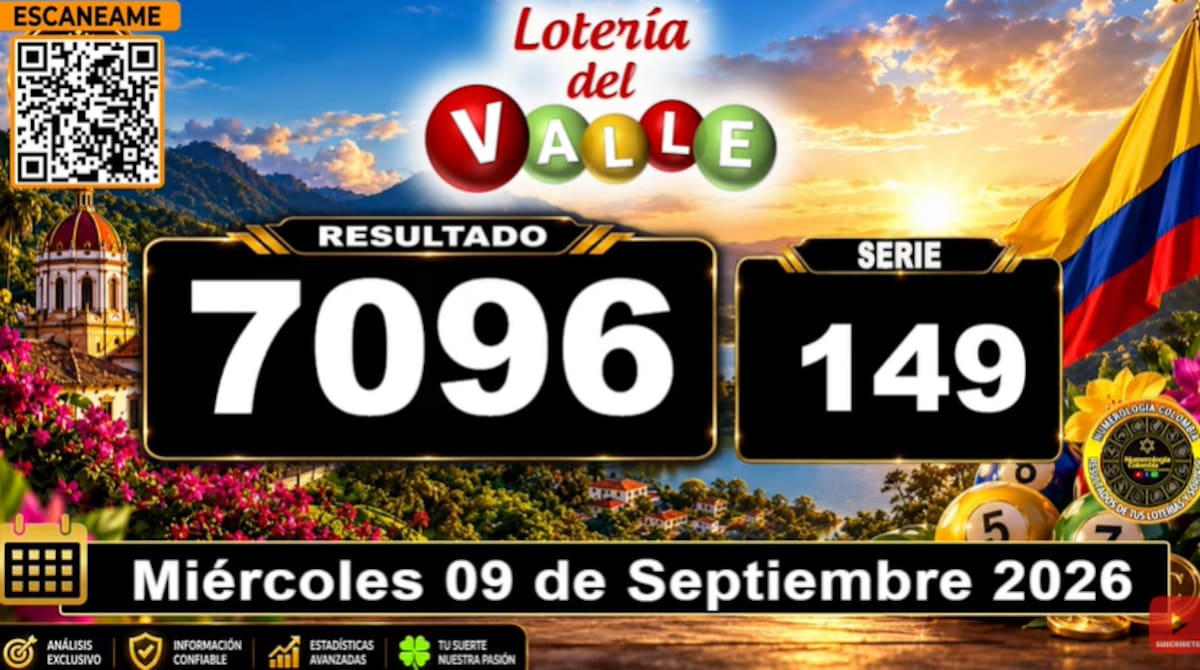 Lotería del Valle del 9 de septiembre de 2026. // Foto: captura de pantalla del canal de YouTube @NumerologíaColombia.