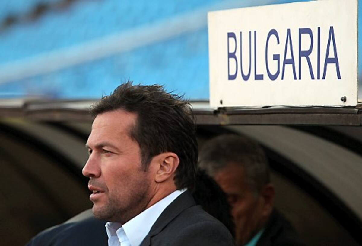 FILE - The Aug. 10, 2011 file photo shows Bulgaria's team head coach Lothar Matthaeus watching the game during their friendly soccer match against Belarus' team in Minsk, Belarus. The former German international was fired as coach of the Bulgarian national squad on Monday, Sept. 19, 2011. (AP Photo/Dmitry Brushko, file)
