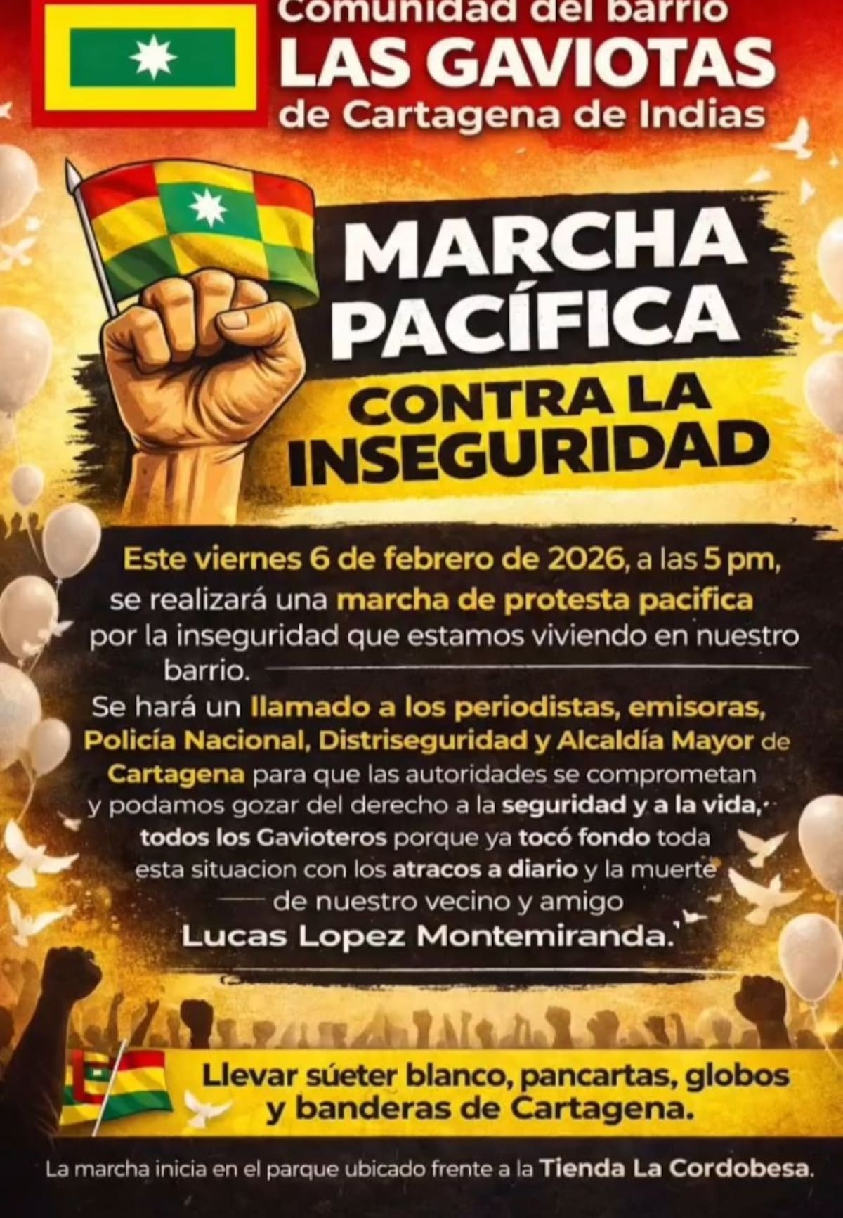 Harán este viernes, 6 de febrero, una marcha por la muerte de Lucas López Montemiranda.