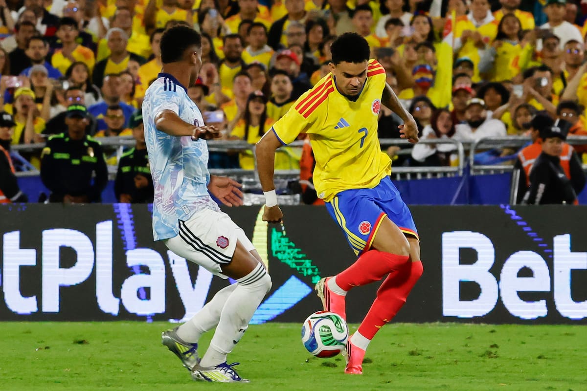 Luis Díaz fue el jugador que más propuso de Colombia en su duelo contra Costa Rica en el Campín. //Foto, EFE: Mauricio Dueñas Castañeda