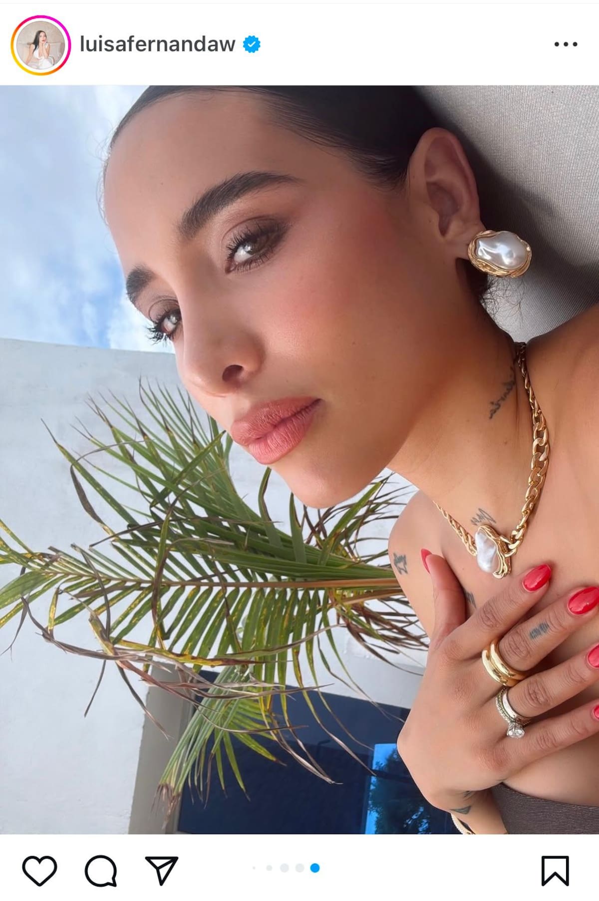 Esta es la foto de Luisa Fernanda W que levantó sospechas de una boda secreta con Pipe Bueno. //Foto: tomada de redes sociales.