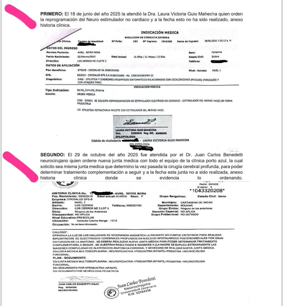 Madre asegura incumplimientos en atención médica tras tutela a Coosalud EPS en Cartagena. // Cortesía