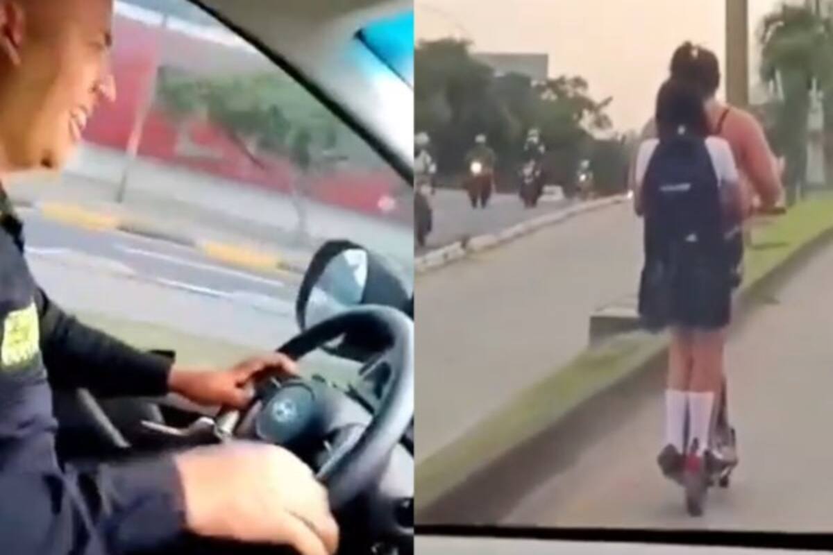 “Vea cómo tiembla”: policía insultó a madre e hija que iban en una patineta eléctrica
