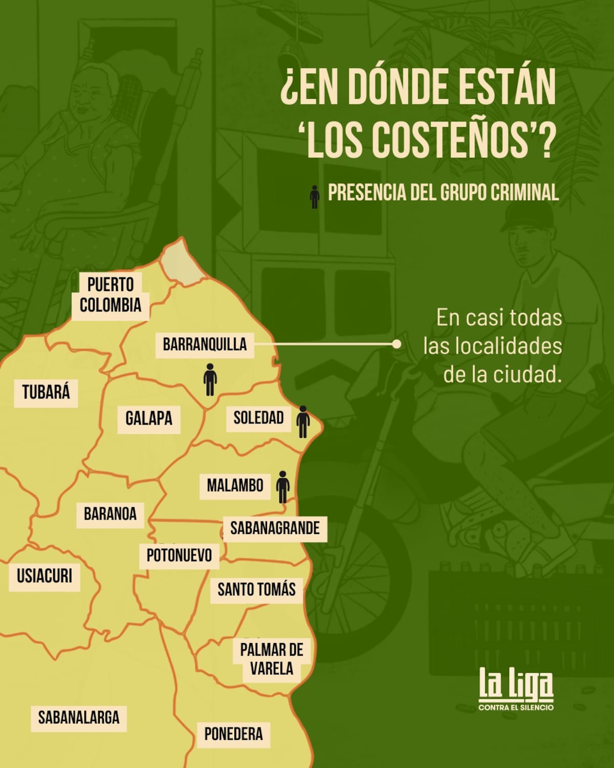 Mapa de injerencia criminal de Los Costeños. //Foto de cortesía