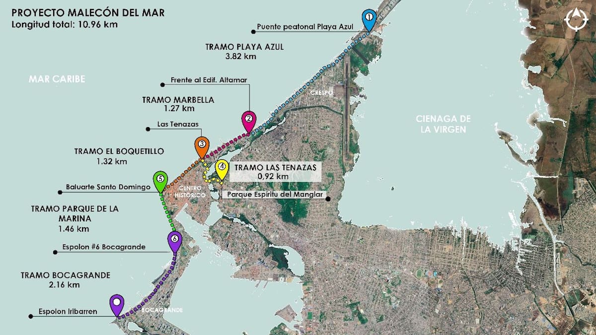 Tramos del proyecto Gran Malecón del Mar. // Alcaldía de Cartagena