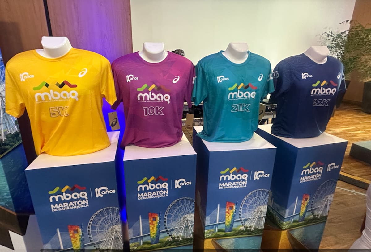 Estas son las camisetas que se usará en las diferentes distancias de la Maratón de Barranquilla2026.//El Universal.
