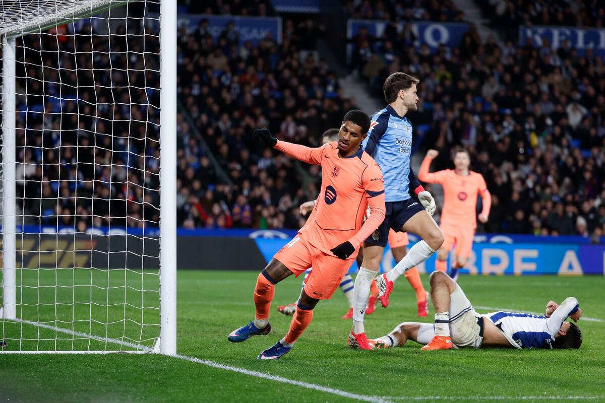 Marcus Rashford empató el partido para Barcelona ante la Real Sociedad. //Foto, EFE: Javier Etxezarreta