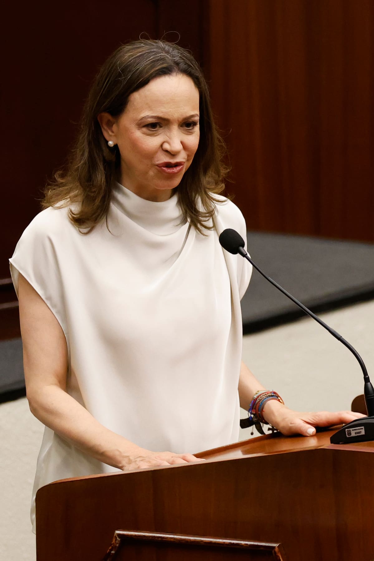 La líder opositora venezolana y premio nobel de la paz, María Corina Machado. // Foto: EFE/ Bienvenido Velasco.