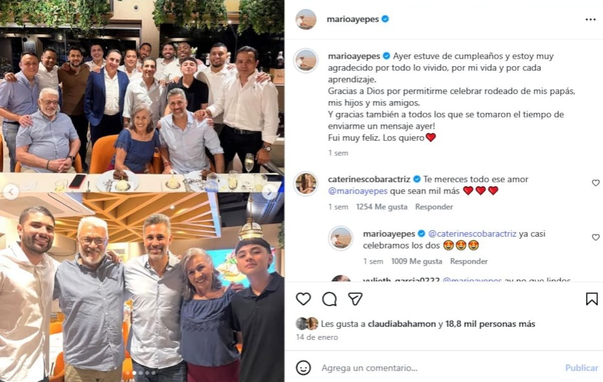 Celebración de cumplaños numero 50 de Yepes junto a su familia. // foto tomada de IG @marioayepes