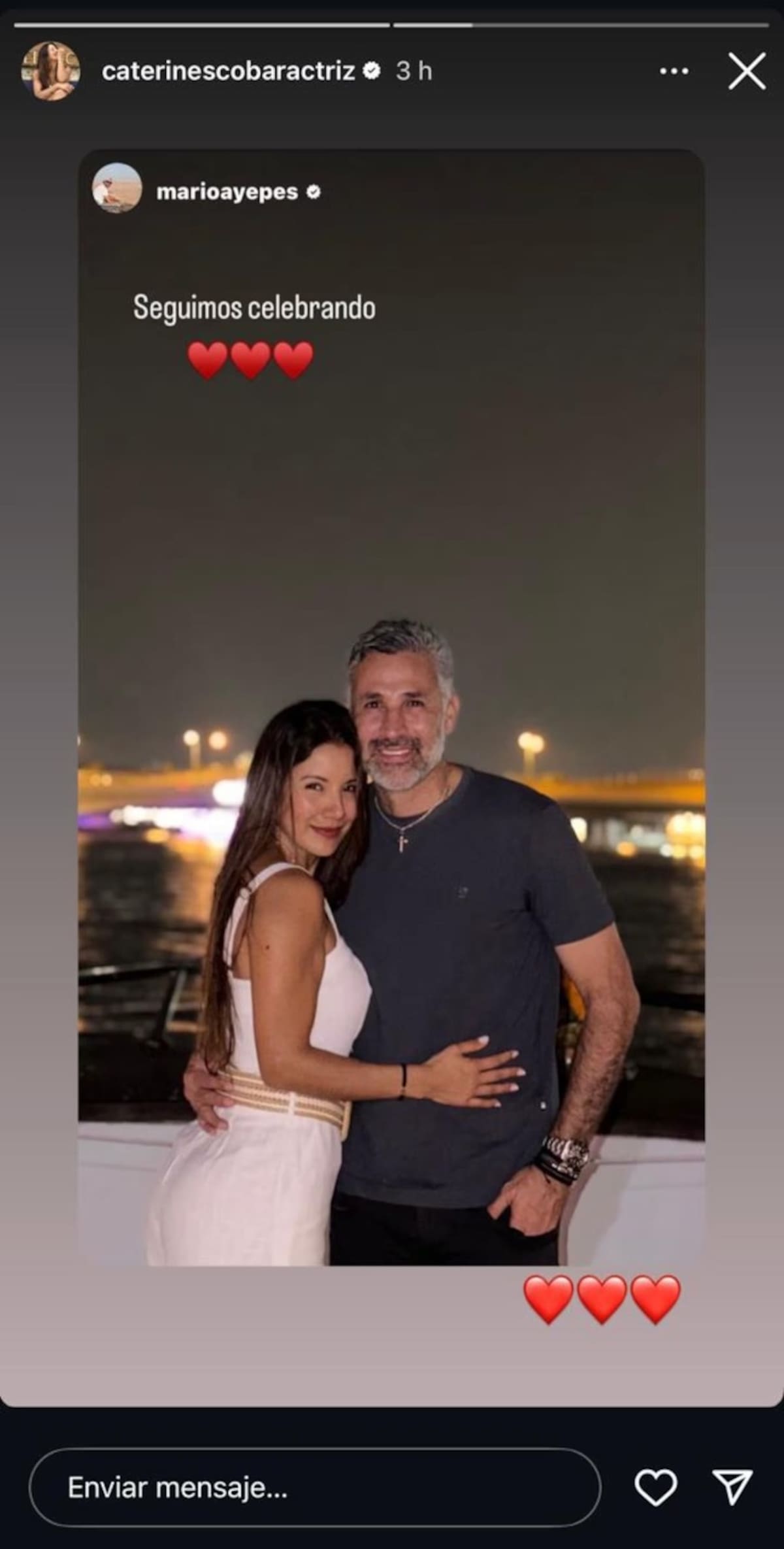 Caterin Escobar y Mario Yepes confirman su buen momento con viaje a Tailandia. // captura tomada de IG @caterinescobaractriz