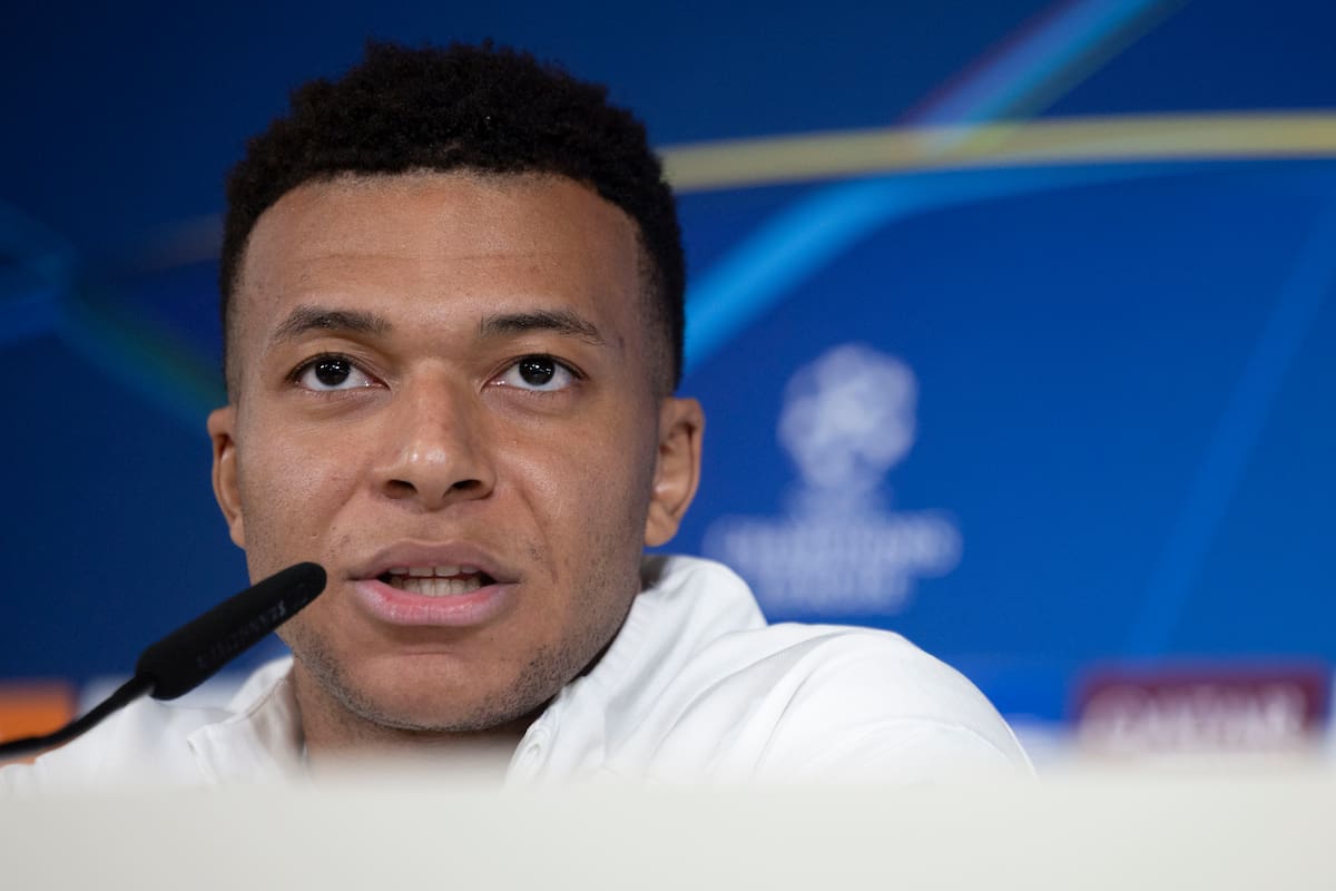 MADRID (ESPAÑA), 19/01/2026.- El delantero del Real Madrid, Kylian Mbappé durante la rueda de prensa tras el entrenamiento del equipo de este lunes en Valdebebas previo al partido de Liga de Campeones contra el AS Mónaco. EFE/Sergio Pérez