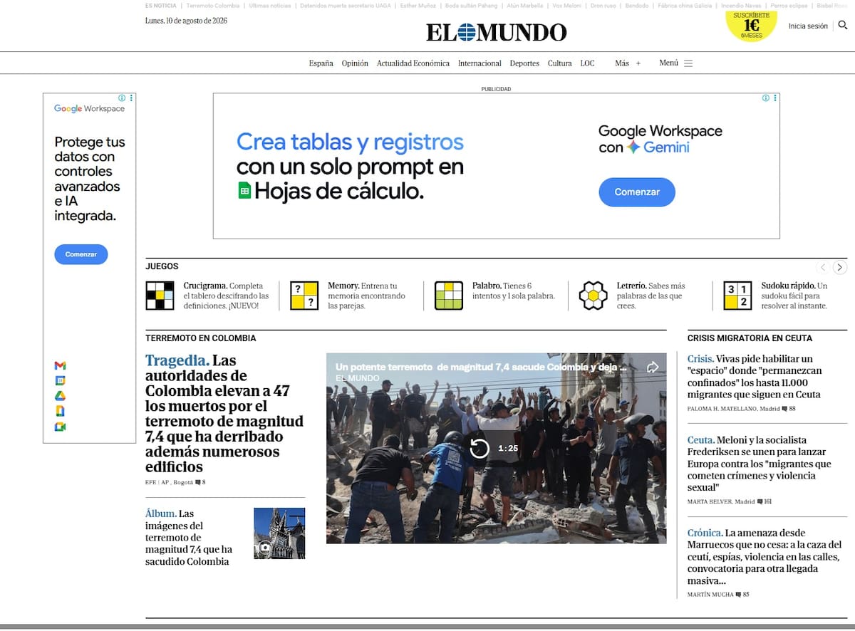 Medios internacionales informan sobre el fuerte terremoto en Colombia. // Foto: captura de pantalla tomada por un periodista de El Universal.