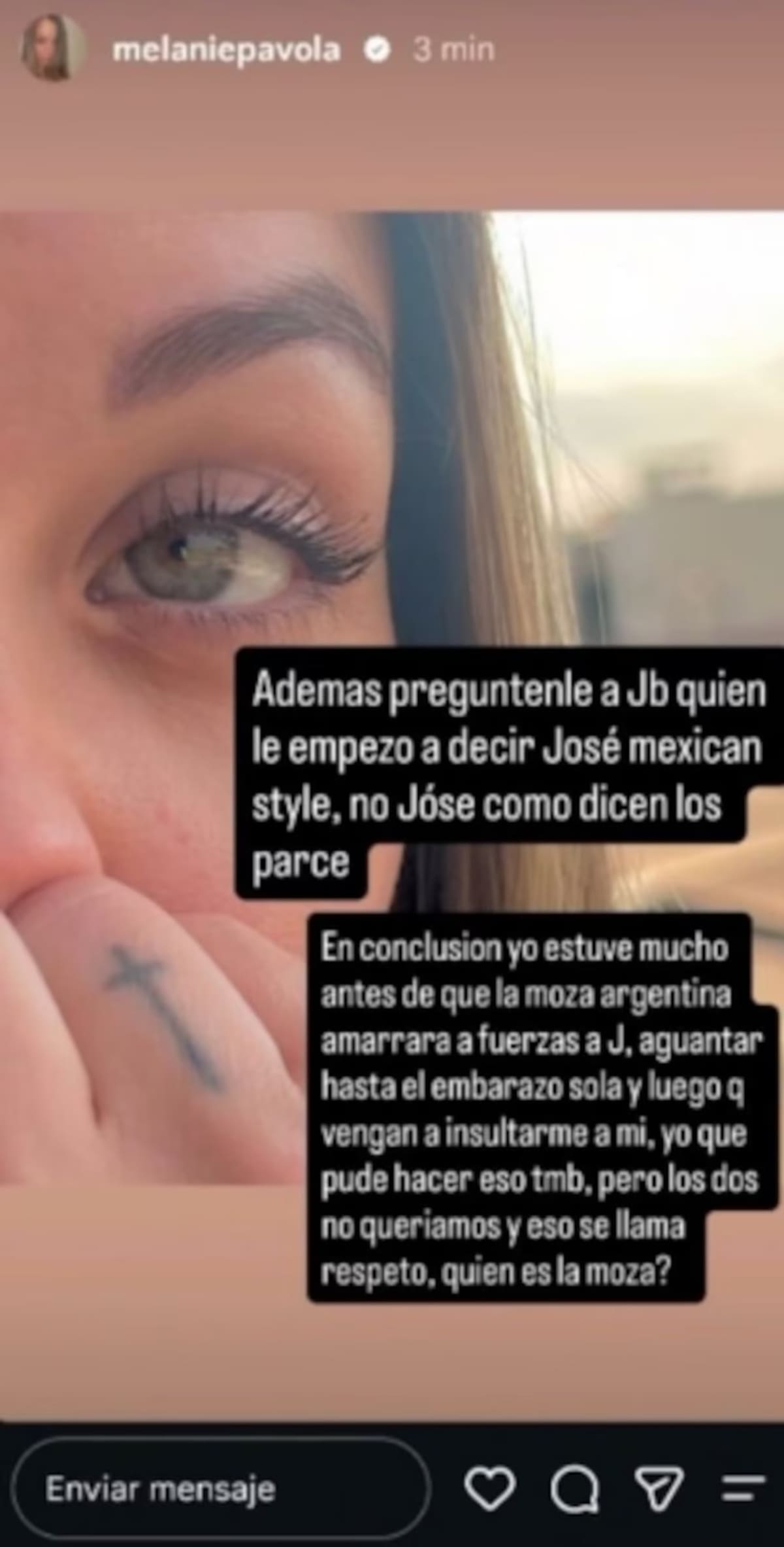 Declaraciones de Melanie Pavola sobre Valentina Ferrer y J Balvin. //Foto: @melaniepavola.