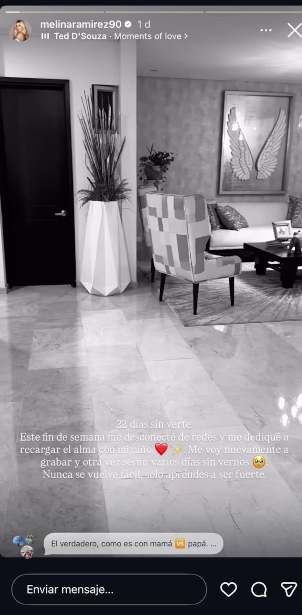 Melina Ramírez revela difícil situación que enfrenta con su hijo Salvador. //Foto: @melinaramirez90.