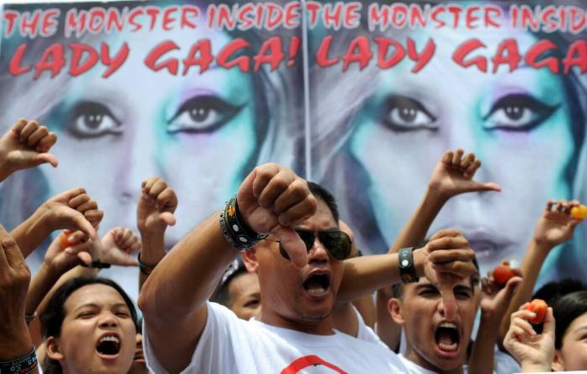 Protestas por presencia de Lady Gaga en Filipinas. AFP NOEL CELIS