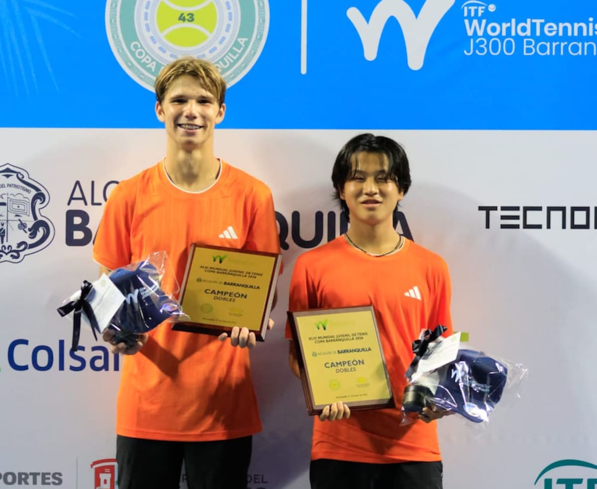 Michael Antonius, de Estados Unidos, y el japonés Takahiro Kawaguchi, se coronaron campeones en dobles masculinos del Mundial Juvenil de Tenis J300 Copa Barranquilla 2026 .//Cortesía Mundial Juvenil de Tenis.