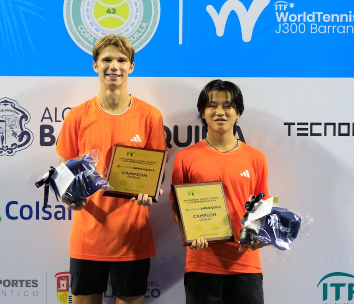 Michael Antonius, de Estados Unidos, y Takahiro Kawaguchi, de Japón, se coronaron campeones en dobles del Mundial Juvenil de Tenis J300 Copa Barranquilla 2026 .//Cortesía Mundial Juvenil de Tenis.