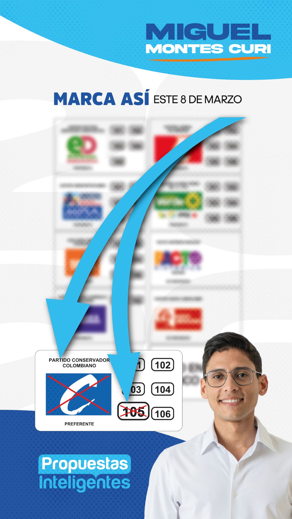 Así puede votar por Miguel Montes Curi este domingo 8 de marzo // CORTESÍA.