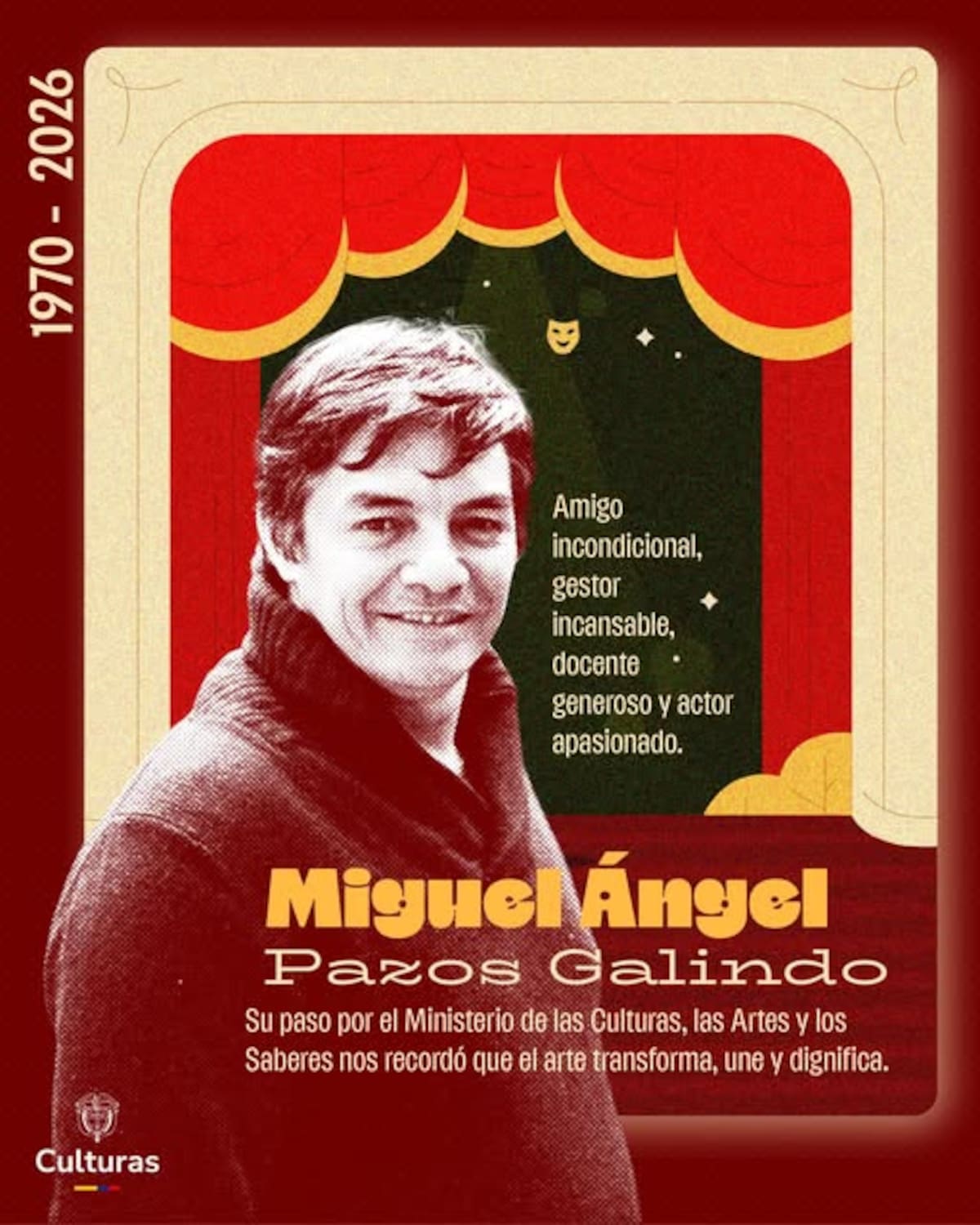 Despiden al actor Miguel Ángel Pazos. //Foto: Ministerio de Cultura.