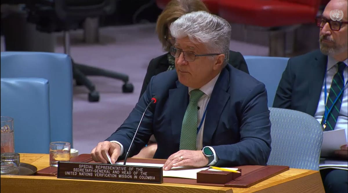 El representante especial del Secretario General de la ONU para Colombia, Miroslav Jenca, durante un Consejo de Seguridad en las Naciones Unidas. // Foto: Colprensa.