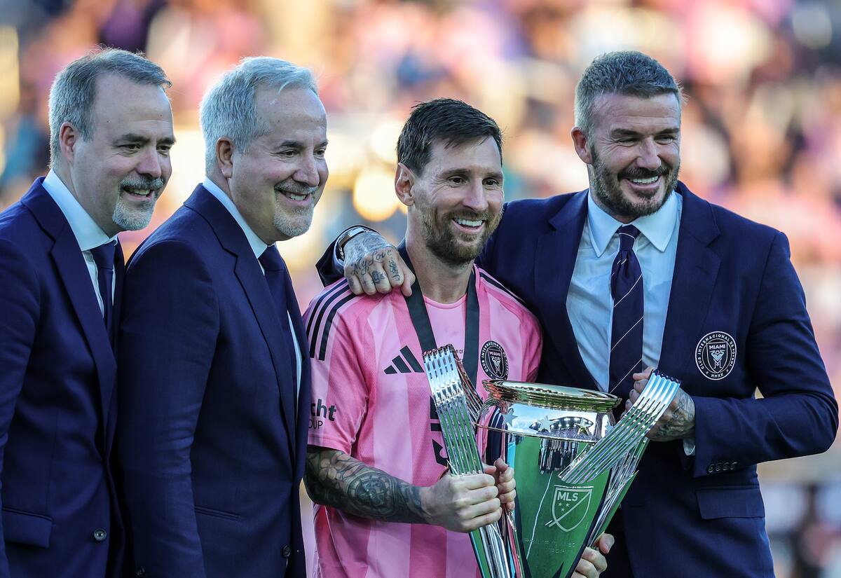 Lionel Messi celebra un gol con Inter Miami en la MLS. El delantero argentino suma 77 anotaciones desde su llegada al club en 2023.. EFE/EPA/CRISTOBAL HERRERA-ULASHKEVICH