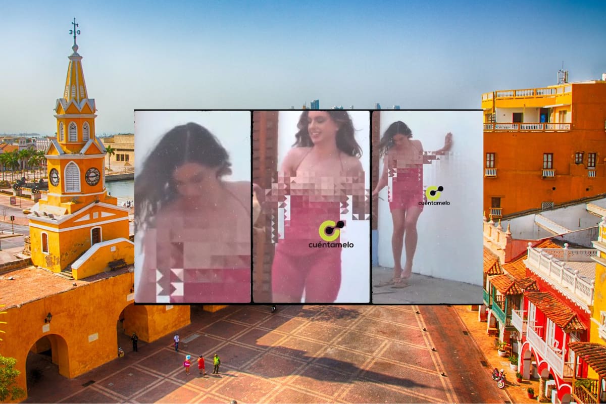Mujer se toma fotos prácticamente desnuda en el Centro de Cartagena