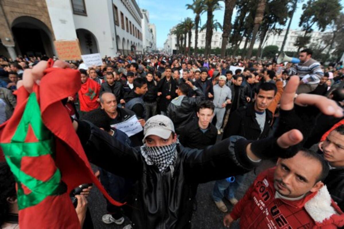 Los manifestantes pidieron reformas políticas y denunciaron la muerte de un joven islamista del Movimiento fallecido el jueves pasado en Safi, a 350 km de Casablanca. AFP ABDELHAK SENNA